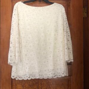 Charter Club Woman Lace Long-Sleeve Blouse